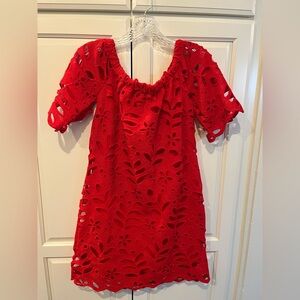 Gianni Bini Red Floral Cut Out Dress